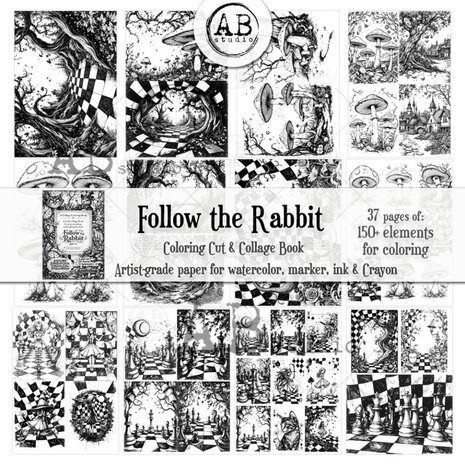 AB Studio Follow The Rabbit part 1 A4 Cut & Collage Book for Coloring AB Studio Follow The Rabbit part 1 A4 Cut & Collage Book for Coloring