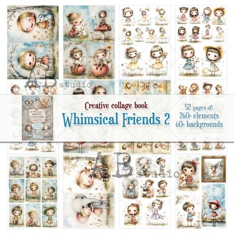AB Studio Whimsical Friends 2 A4 Cut & Collage Book