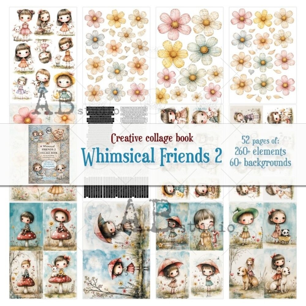 AB Studio Whimsical Friends 2 A4 Cut & Collage Book