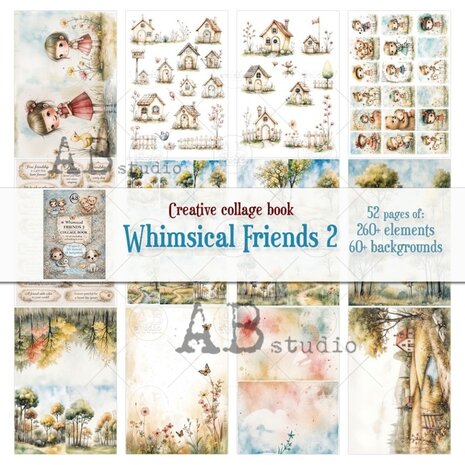 AB Studio Whimsical Friends 2 A4 Cut & Collage Book