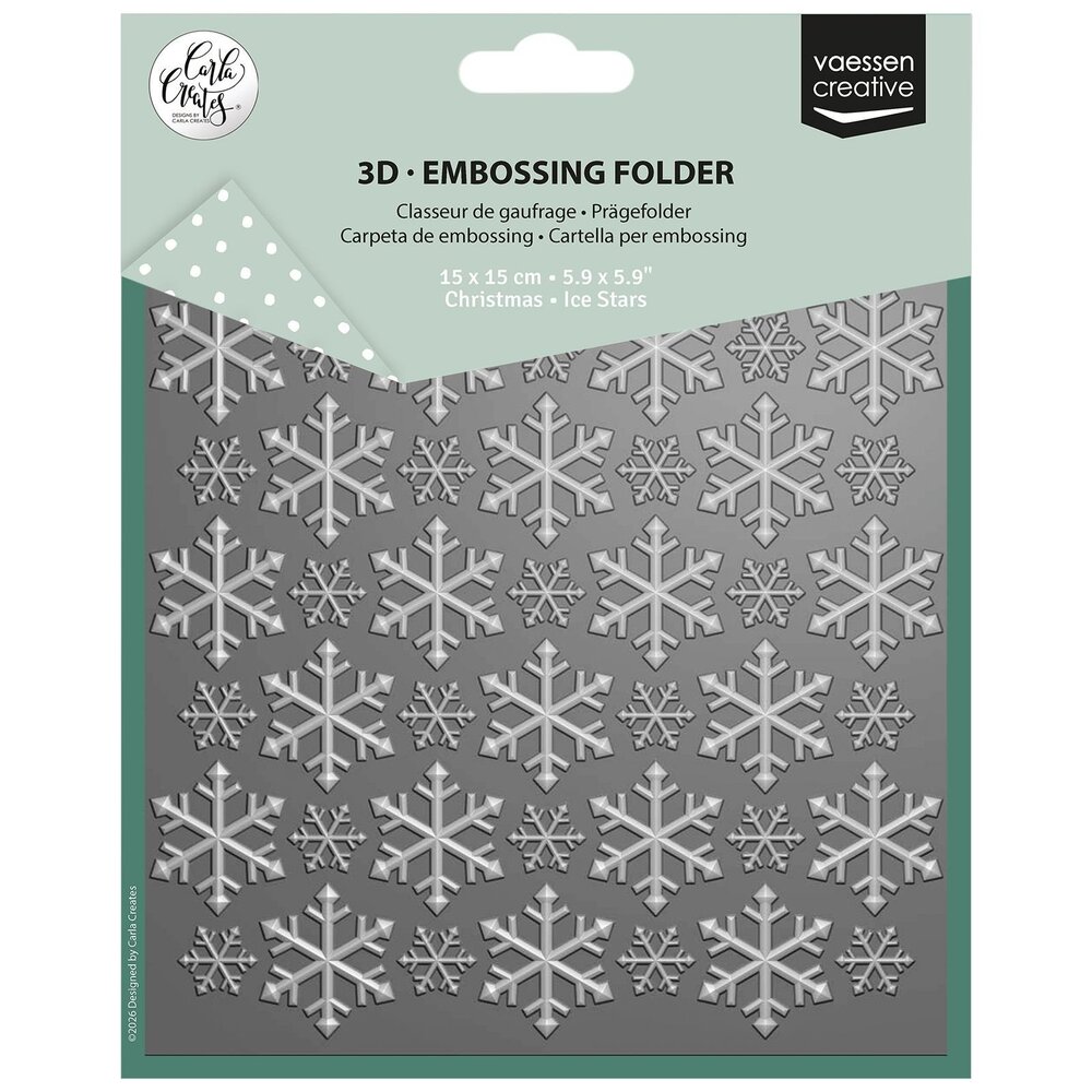 Vaessen Creative Christmas 6x6 Inch Embossing Folder Ice Stars (CAR0616) Vaessen Creative Christmas 6x6 Inch Embossing Folder Ice Stars (CAR0616)