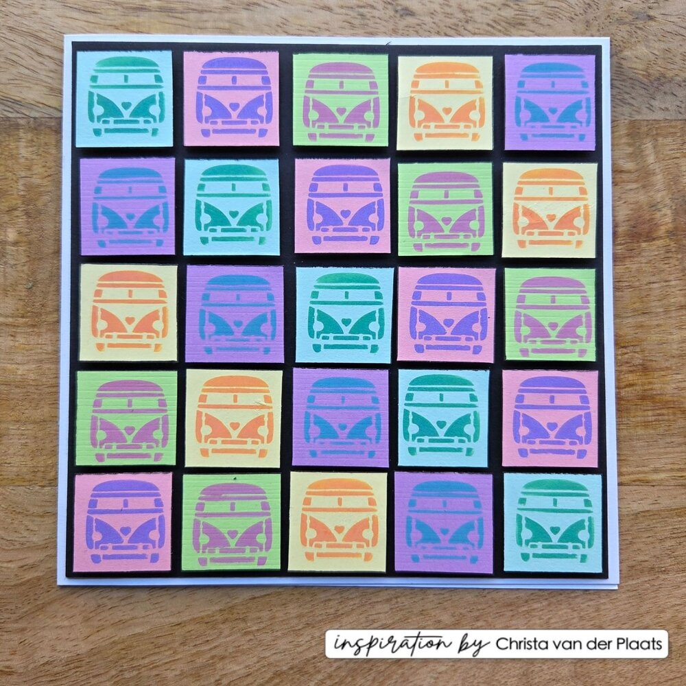 Vaessen Creative Christmas 6x6 Inch Stencil Hippie Bus (CAR0614)