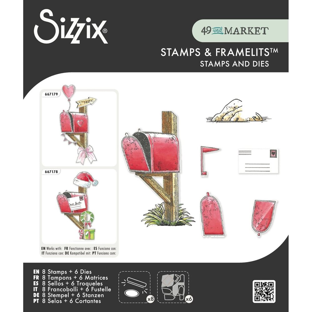 Sizzix PRE-ORDER 49 & Market Clear Stamps with Framelits Letter Drop (667177) Sizzix PRE-ORDER 49 & Market Clear Stamps with Framelits Letter Drop (667177)