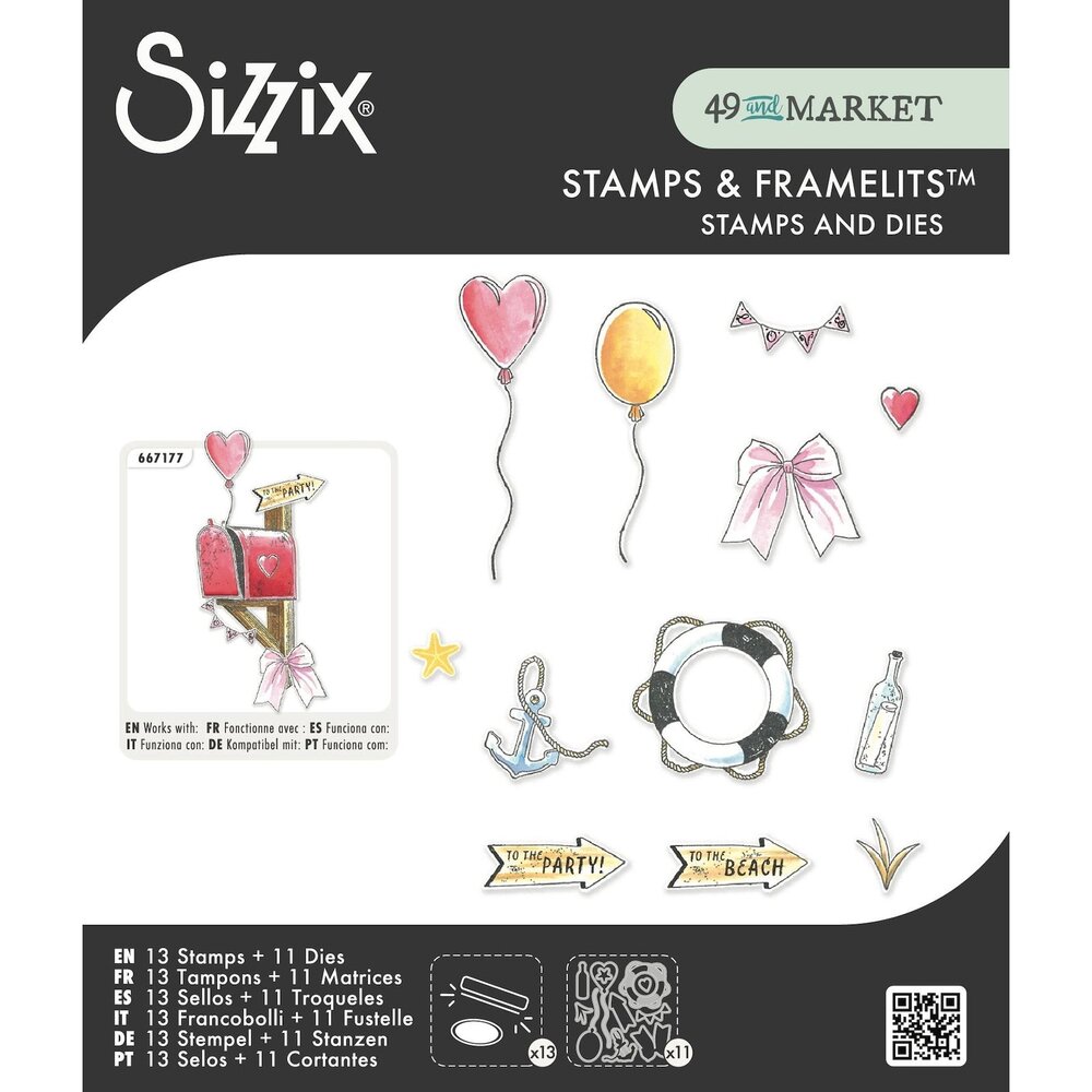 Sizzix 49 & Market Clear Stamps with Framelits Sweet Drop (667179) Sizzix 49 & Market Clear Stamps with Framelits Sweet Drop (667179)
