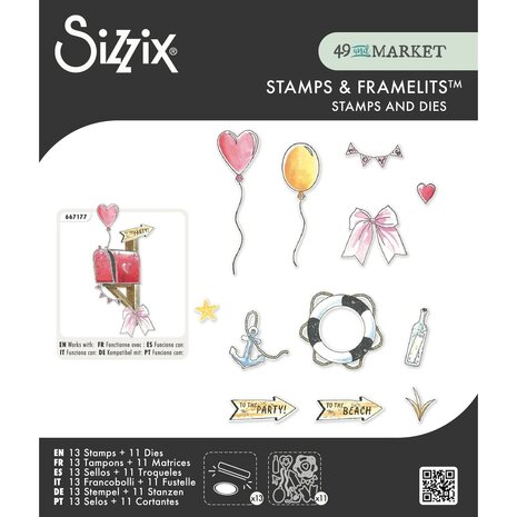 Sizzix PRE-ORDER 49 & Market Clear Stamps with Framelits Sweet Drop (667179) Sizzix PRE-ORDER 49 & Market Clear Stamps with Framelits Sweet Drop (667179)