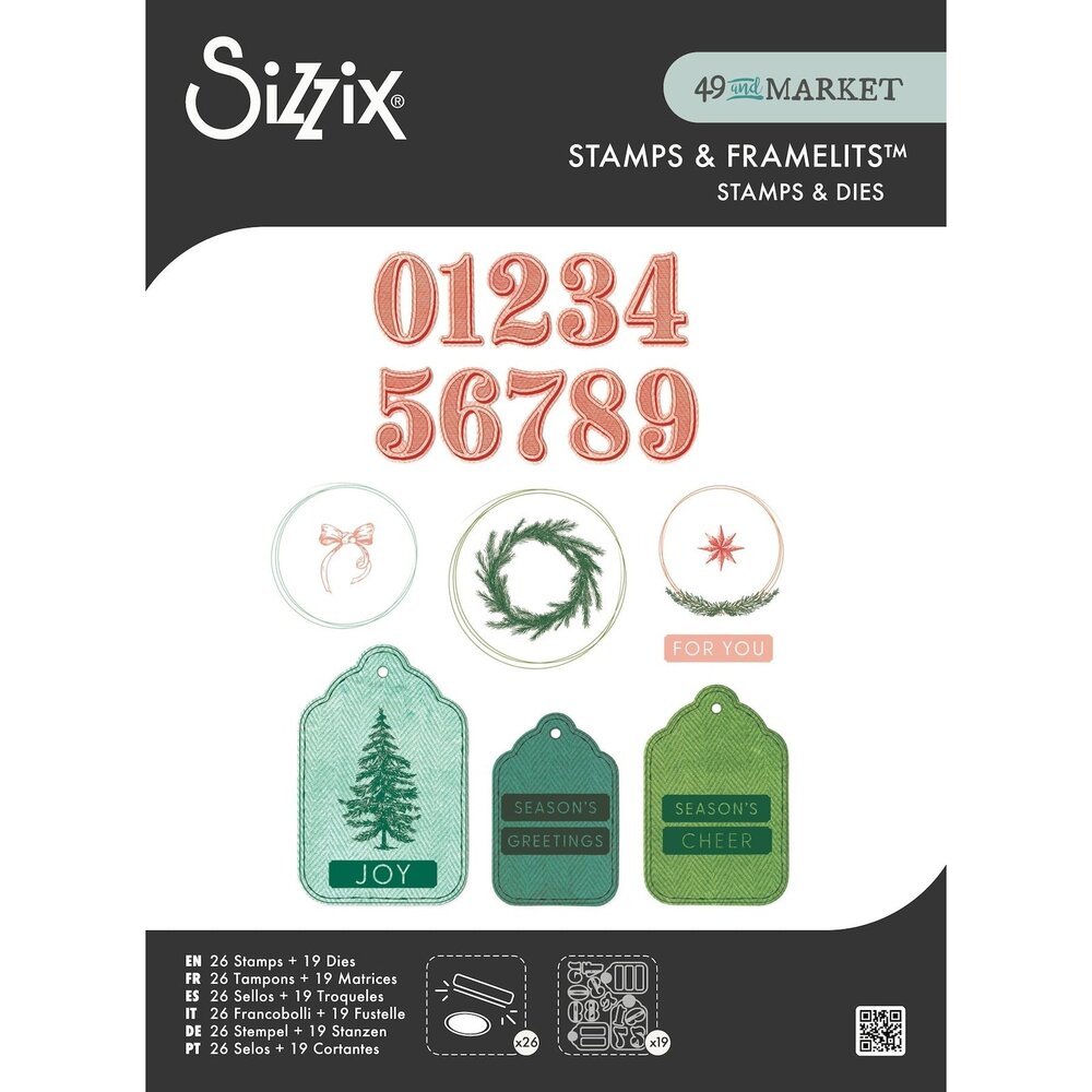Sizzix PRE-ORDER 49 & Market Clear Stamps with Framelits Holiday Tags (667180) Sizzix PRE-ORDER 49 & Market Clear Stamps with Framelits Holiday Tags (667180)