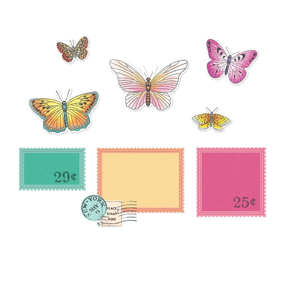 Sizzix PRE-ORDER 49 & Market Clear Stamps with Framelits Postage Wings (667182) Sizzix PRE-ORDER 49 & Market Clear Stamps with Framelits Postage Wings (667182)