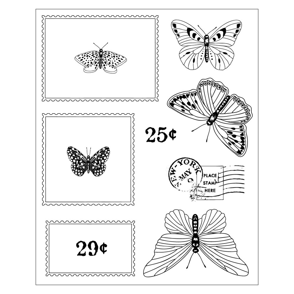 Sizzix PRE-ORDER 49 & Market Clear Stamps with Framelits Postage Wings (667182) Sizzix PRE-ORDER 49 & Market Clear Stamps with Framelits Postage Wings (667182)