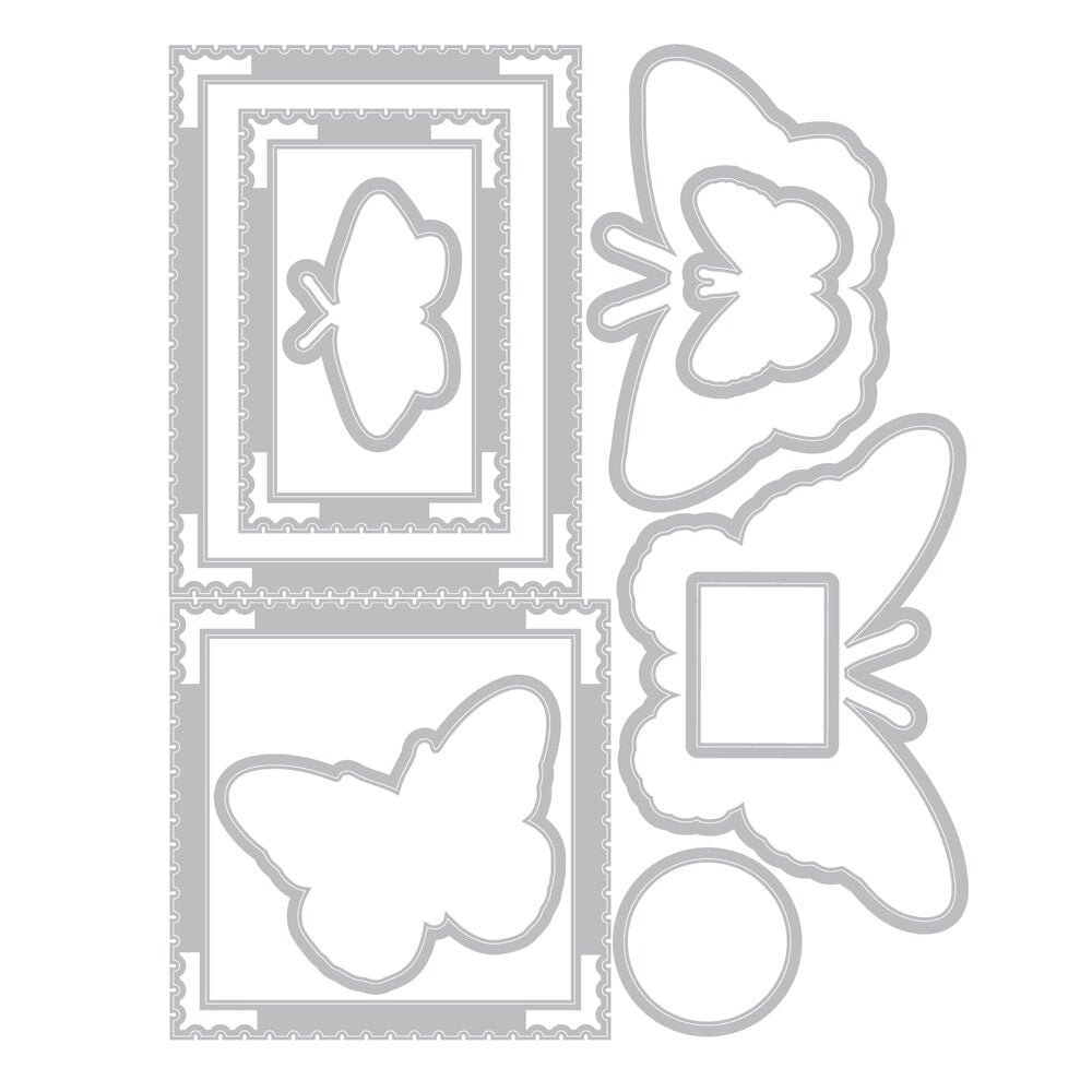 Sizzix 49 & Market Clear Stamps with Framelits Postage Wings (667182) Sizzix 49 & Market Clear Stamps with Framelits Postage Wings (667182)