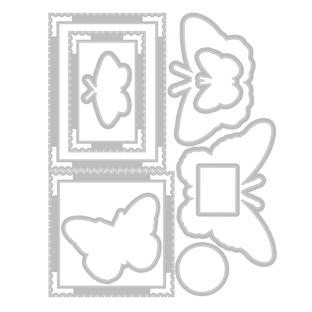 Sizzix PRE-ORDER 49 & Market Clear Stamps with Framelits Postage Wings (667182) Sizzix PRE-ORDER 49 & Market Clear Stamps with Framelits Postage Wings (667182)