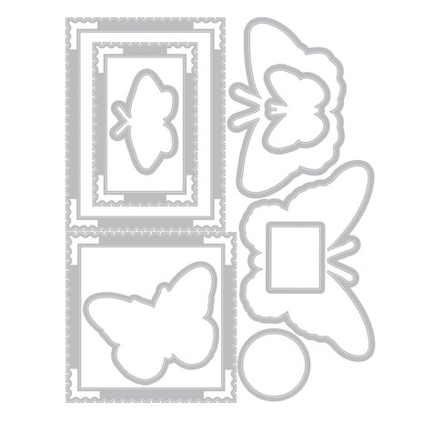 Sizzix PRE-ORDER 49 & Market Clear Stamps with Framelits Postage Wings (667182) Sizzix PRE-ORDER 49 & Market Clear Stamps with Framelits Postage Wings (667182)