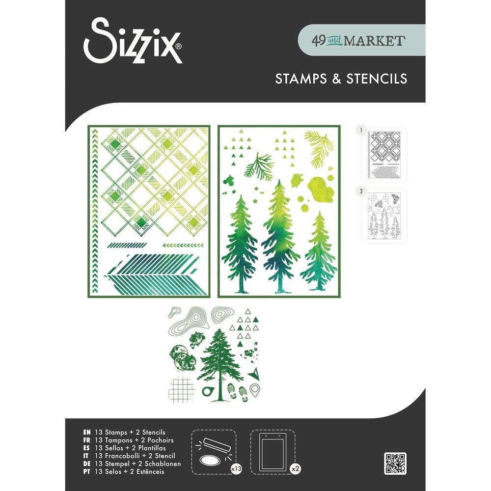 Sizzix PRE-ORDER 49 & Market Clear Stamps with Stencils Outdoor Essentials (667185) Sizzix PRE-ORDER 49 & Market Clear Stamps with Stencils Outdoor Essentials (667185)