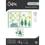 Sizzix PRE-ORDER 49 & Market Clear Stamps with Stencils Outdoor Essentials (667185)