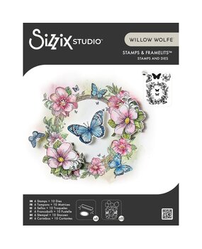Sizzix PRE-ORDER Studio Willow Wolfe Clear Stamps with Framelits Artful Blooms (667031)