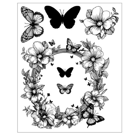 Sizzix PRE-ORDER Studio Willow Wolfe Clear Stamps with Framelits Artful Blooms (667031)