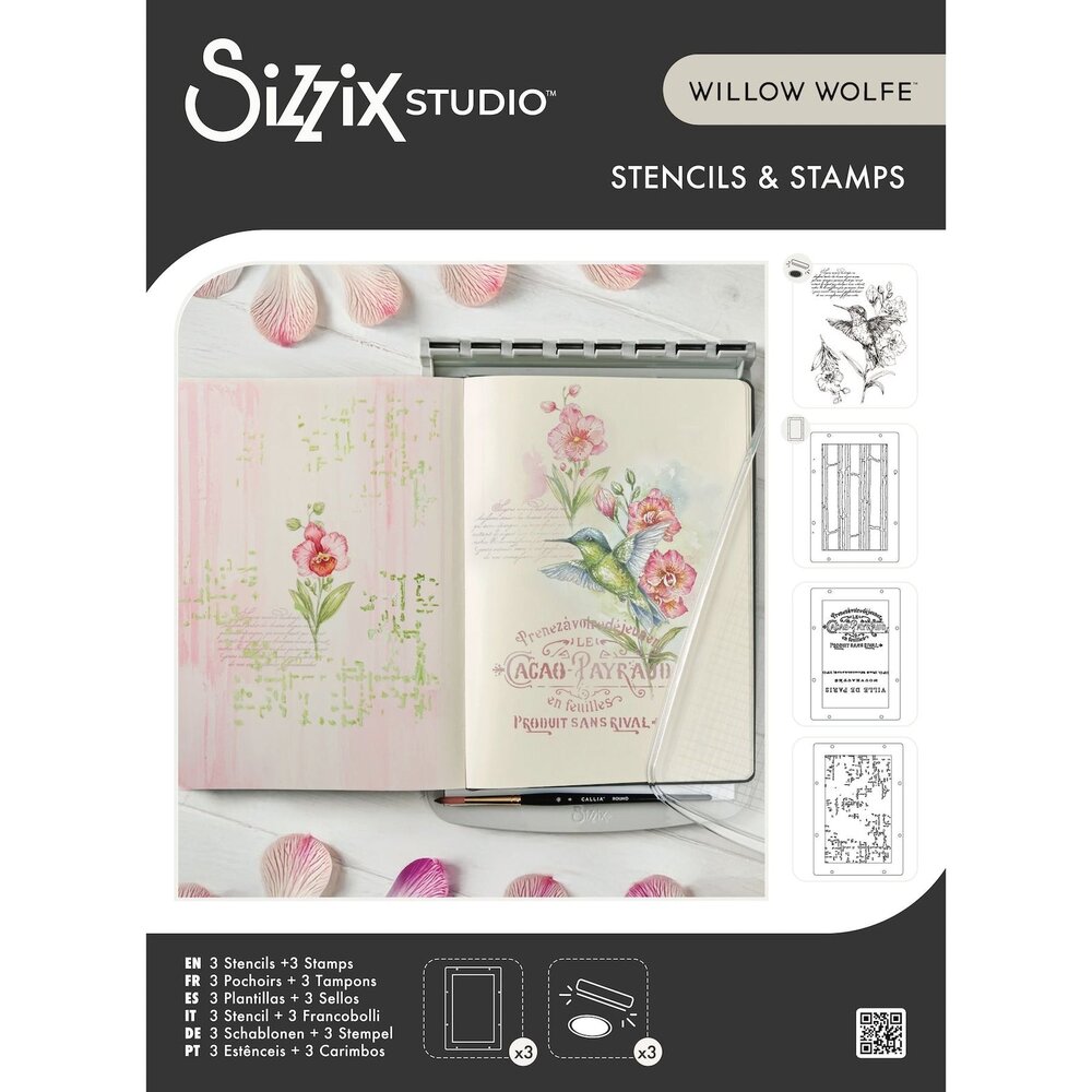 Sizzix PRE-ORDER 49 & Market Clear Stamps with Stencils Hummingbird and Orchids (667125) Sizzix PRE-ORDER 49 & Market Clear Stamps with Stencils Hummingbird and Orchids (667125)