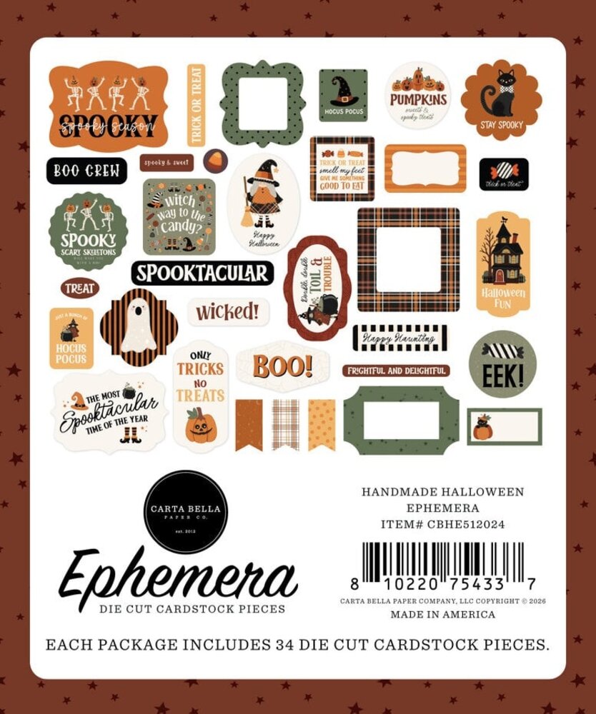 Carta Bella Handmade Halloween Ephemera (CBHE512024)