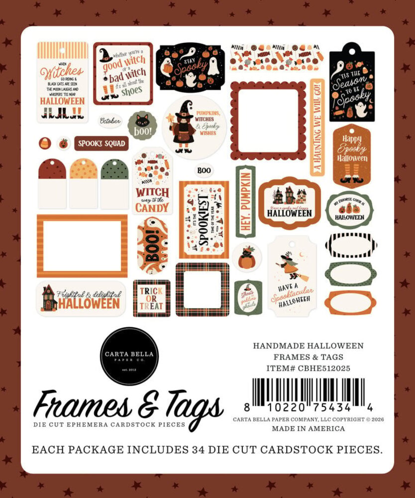 Carta Bella Handmade Halloween Ephemera Frames & Tags (CBHE512025)