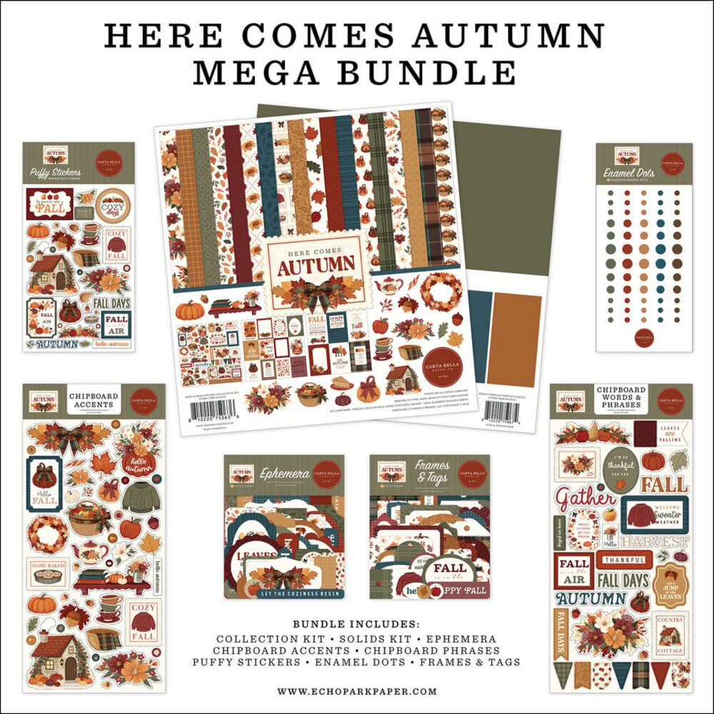 Carta Bella Here Comes Autumn 12x12 Inch Mega Bundle (CBHCA513050) Carta Bella Here Comes Autumn 12x12 Inch Mega Bundle (CBHCA513050)