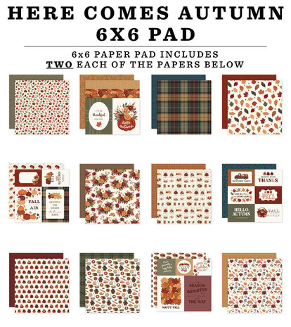 Carta Bella Here Comes Autumn 6x6 Inch Paper Pad (CBHCA513023) Carta Bella Here Comes Autumn 6x6 Inch Paper Pad (CBHCA513023)