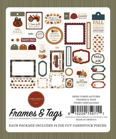 Carta Bella Here Comes Autumn Ephemera Frames & Tags (CBHCA513025)