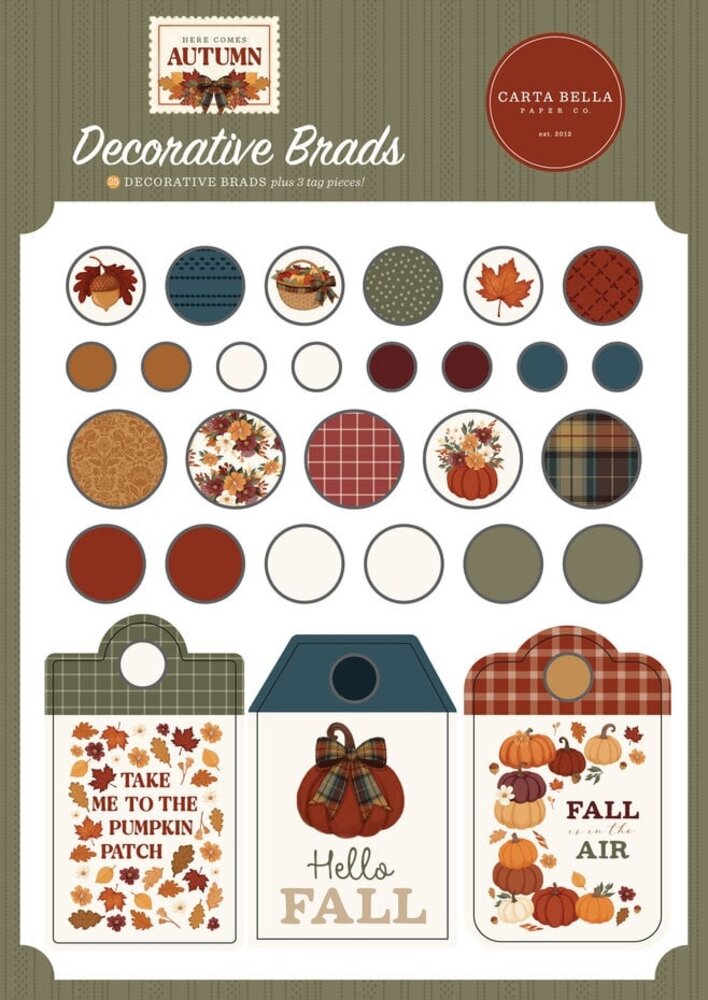 Carta Bella Here Comes Autumn Decorative Brads (CBHCA513020) Carta Bella Here Comes Autumn Decorative Brads (CBHCA513020)