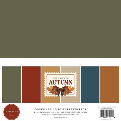 Carta Bella Here Comes Autumn 12x12 Inch Coordination Solids Paper Pack (CBHCA513015) Carta Bella Here Comes Autumn 12x12 Inch Coordination Solids Paper Pack (CBHCA513015)