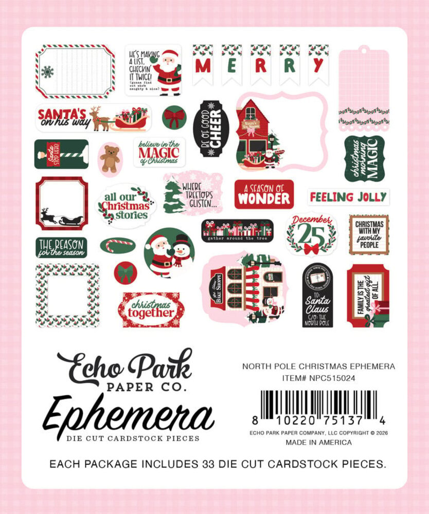 Echo Park North Pole Christmas Ephemera (NPC515024) Echo Park North Pole Christmas Ephemera (NPC515024)