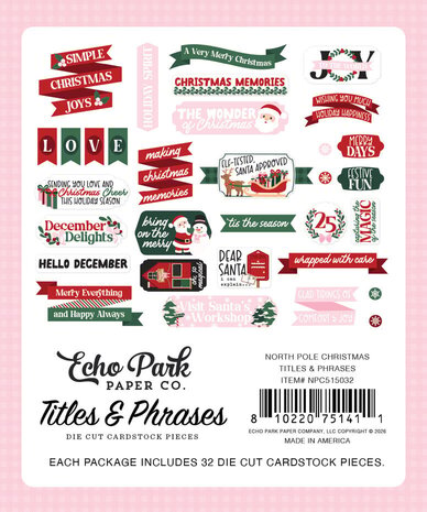 Echo Park North Pole Christmas Ephemera Titles & Phrases (NPC515032) Echo Park North Pole Christmas Ephemera Titles & Phrases (NPC515032)