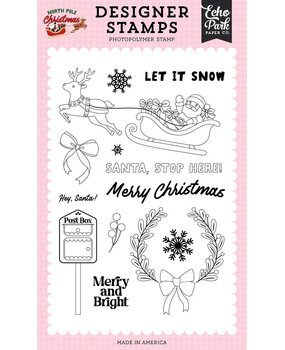 Echo Park North Pole Christmas Clear Stamps Santa Stop Here (NPC515044)