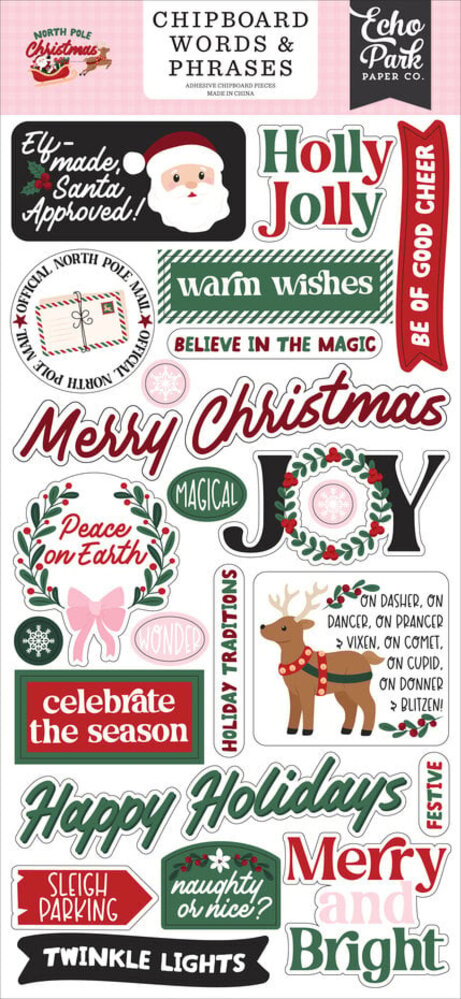 Echo Park North Pole Christmas 6x13 Inch Chipboard Word & Phrases (NPC515022) Echo Park North Pole Christmas 6x13 Inch Chipboard Word & Phrases (NPC515022)