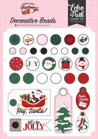 Echo Park North Pole Christmas Decorative Brads (NPC515020) Echo Park North Pole Christmas Decorative Brads (NPC515020)