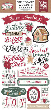 Echo Park Baking Christmas Cheer 6x13 Inch Chipboard Word & Phrases (BCC516022)