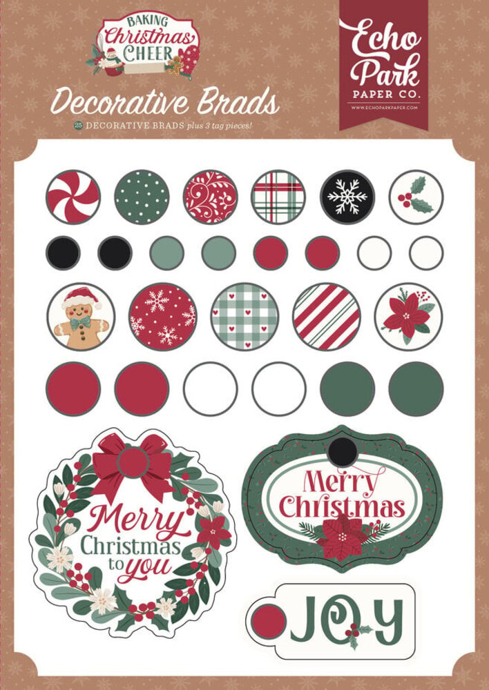 Echo Park Baking Christmas Cheer Decorative Brads (BCC516020) Echo Park Baking Christmas Cheer Decorative Brads (BCC516020)
