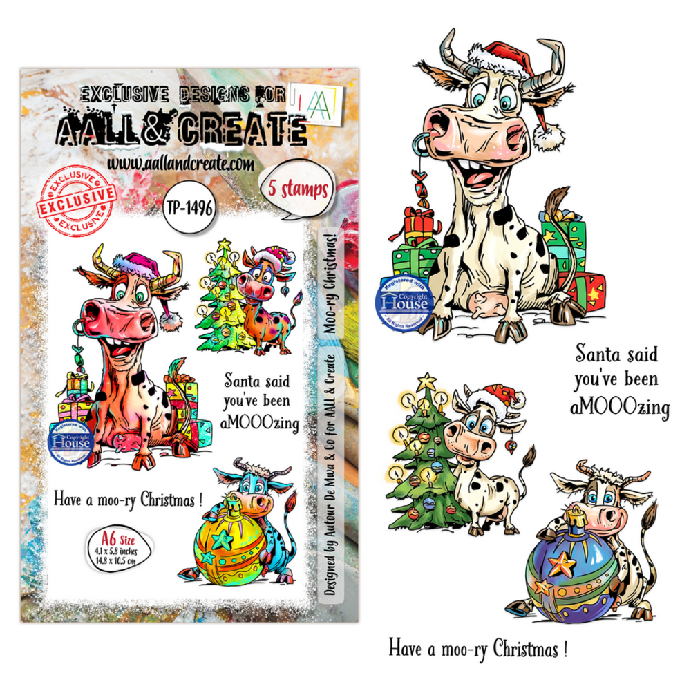 AALL and Create Clear Stamp Set A6 Moo-ry Christmas! (AALL-TP-1496) AALL and Create Clear Stamp Set A6 Moo-ry Christmas! (AALL-TP-1496)