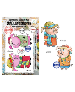 AALL and Create Clear Stamp Set A7 Holiday Pigs (AALL-TP-1387) AALL and Create Clear Stamp Set A7 Holiday Pigs (AALL-TP-1387)