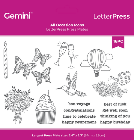 Gemini LetterPress Press Plate All Occasion Icons (CC-LP-PP-AOI)