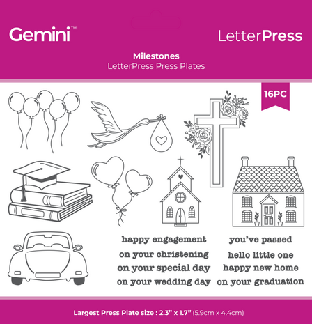 Gemini LetterPress Press Plate Milestones (CC-LP-PP-MSTO) Gemini LetterPress Press Plate Milestones (CC-LP-PP-MSTO)