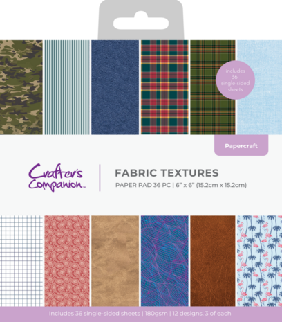 Crafter's Companion Fabric Textures 6x6 Inch Card Pad (CC-PAD6-FATE) Crafter's Companion Fabric Textures 6x6 Inch Card Pad (CC-PAD6-FATE)