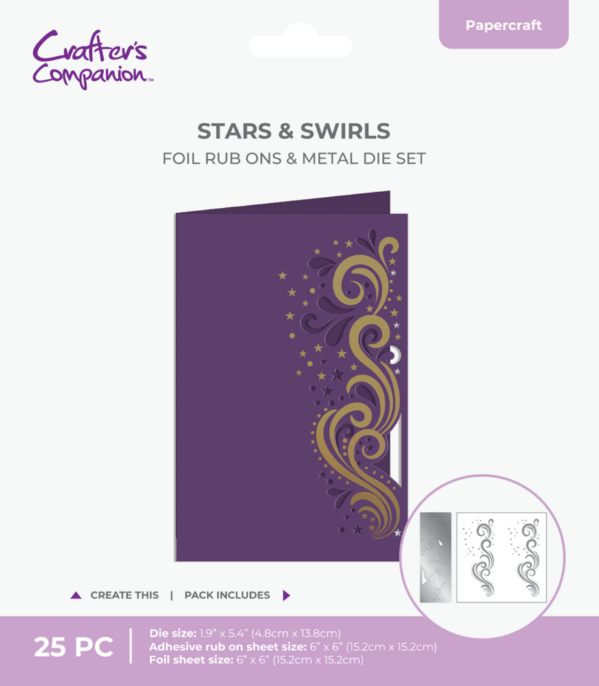 Crafter's Companion Cut in Edge Foil Rub Ons & Metal Die Stars & Swirls (CC-FOILTR6-MD-SS) Crafter's Companion Cut in Edge Foil Rub Ons & Metal Die Stars & Swirls (CC-FOILTR6-MD-SS)