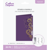 Crafter's Companion Cut in Edge Foil Rub Ons & Metal Die Stars & Swirls (CC-FOILTR6-MD-SS)