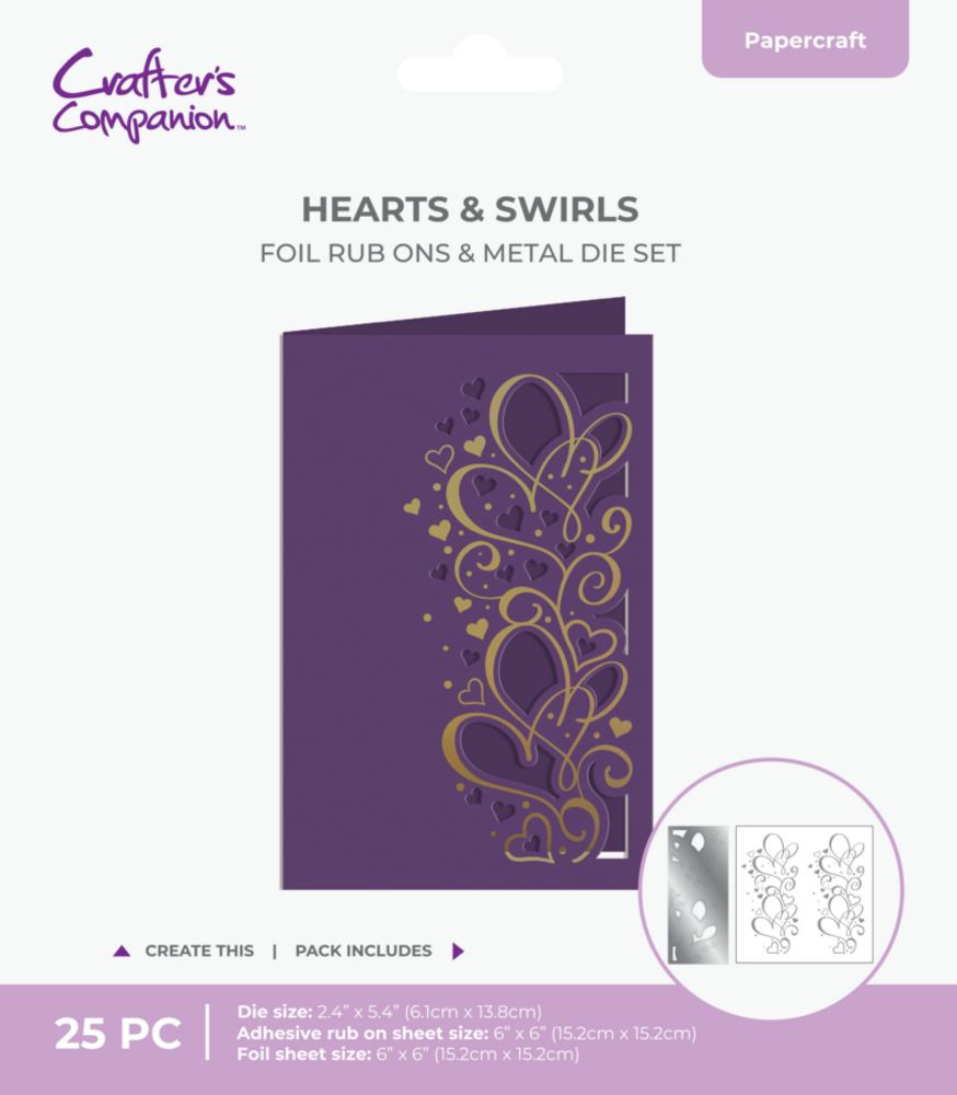 Crafter's Companion Cut in Edge Foil Rub Ons & Metal Die Hearts & Swirls (CC-FOILTR6-MD-HS) Crafter's Companion Cut in Edge Foil Rub Ons & Metal Die Hearts & Swirls (CC-FOILTR6-MD-HS)
