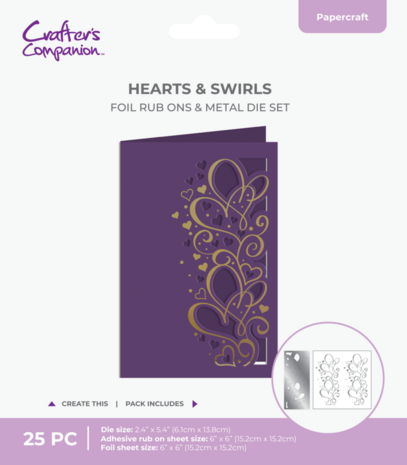 Crafter's Companion Cut in Edge Foil Rub Ons & Metal Die Hearts & Swirls (CC-FOILTR6-MD-HS) Crafter's Companion Cut in Edge Foil Rub Ons & Metal Die Hearts & Swirls (CC-FOILTR6-MD-HS)