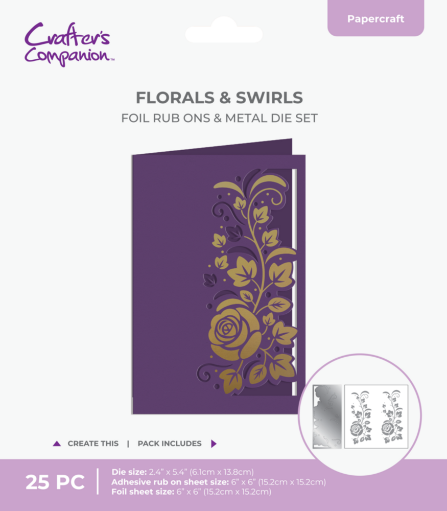 Crafter's Companion Cut in Edge Foil Rub Ons & Metal Die Florals & Swirls (CC-FOILTR6-MD-FLS) Crafter's Companion Cut in Edge Foil Rub Ons & Metal Die Florals & Swirls (CC-FOILTR6-MD-FLS)