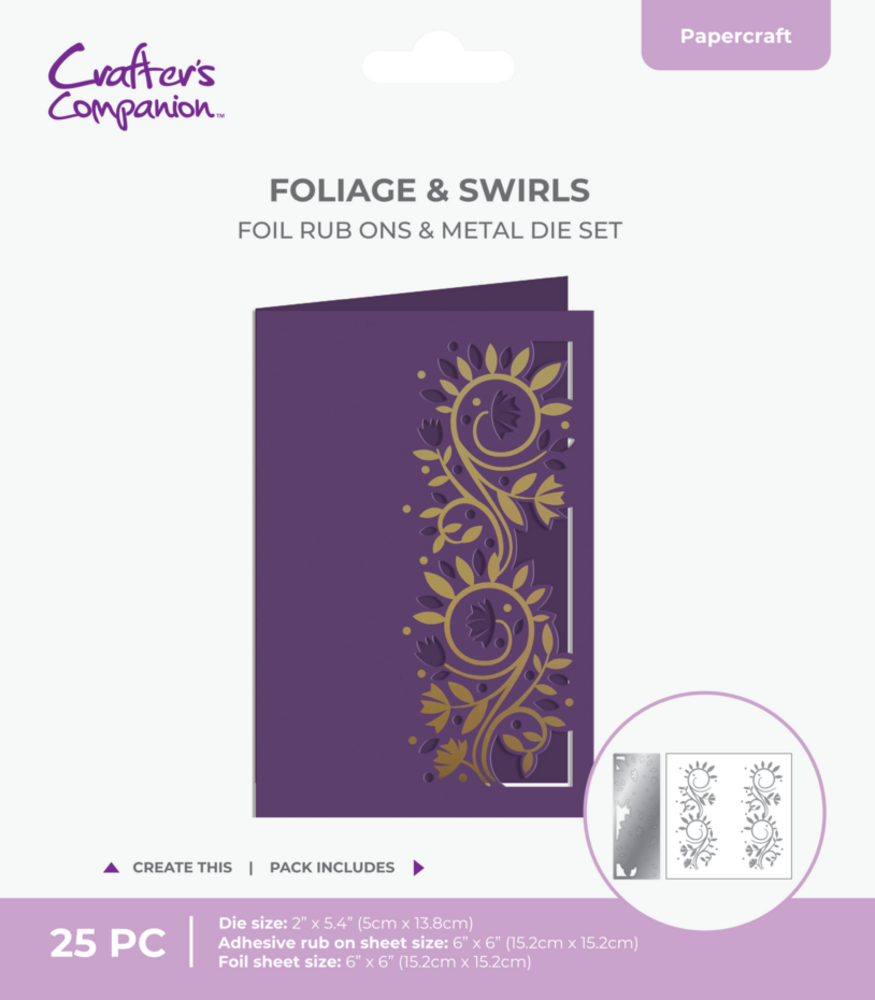 Crafter's Companion Cut in Edge Foil Rub Ons & Metal Die Foliage & Swirls (CC-FOILTR6-MD-FOS) Crafter's Companion Cut in Edge Foil Rub Ons & Metal Die Foliage & Swirls (CC-FOILTR6-MD-FOS)