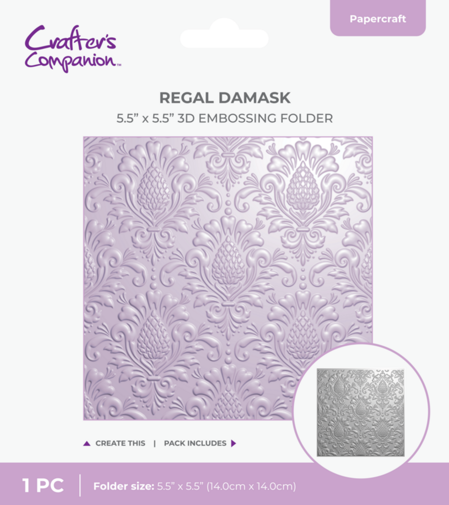 Crafter's Companion 3D Embossing Folder Regal Damask (CC-3D-EF5.5-REDA)