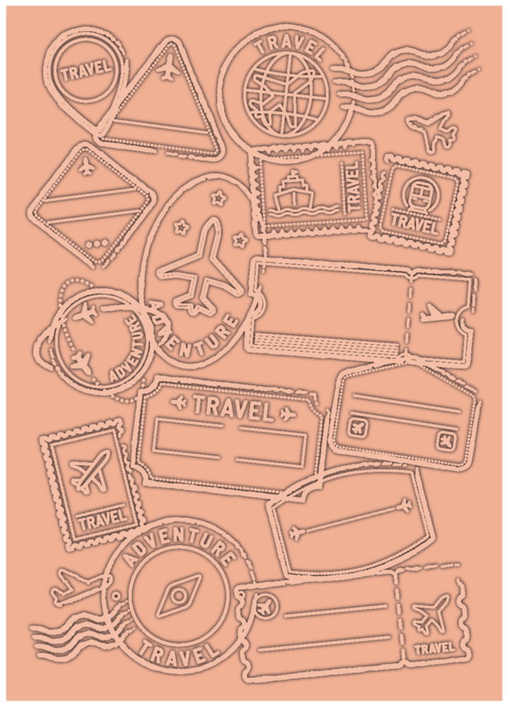 Crafter's Companion 2D Embossing Folder Let's Travel (CC-RV-EF5-LETR)