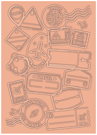 Crafter's Companion 2D Embossing Folder Let's Travel (CC-RV-EF5-LETR)