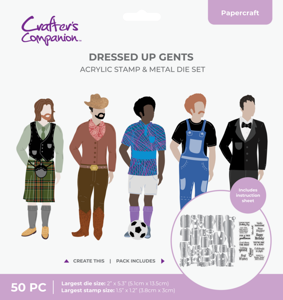 Crafter's Companion Dressed Up Gents Stamp & Dies (CC-STD-DUGE) Crafter's Companion Dressed Up Gents Stamp & Dies (CC-STD-DUGE)