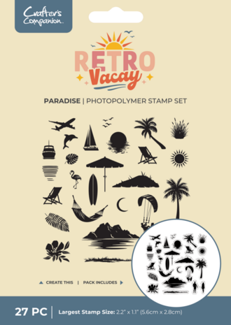Crafter's Companion Retro Vacay Clear Stamps Paradise (CC-RV-STP-PARA) Crafter's Companion Retro Vacay Clear Stamps Paradise (CC-RV-STP-PARA)